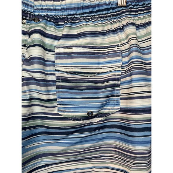 Charleston Threads Swim Trunks Men’s XXL Blue Stripes Print Elastic Waist - Picture 4 of 4